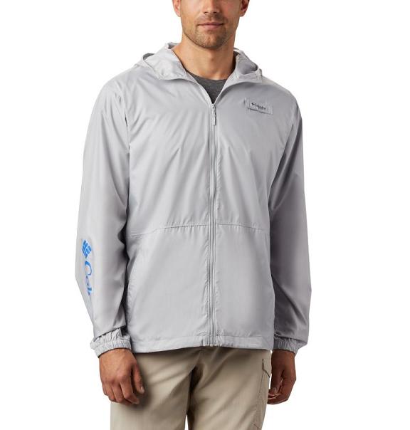 Columbia PFG Windbreaker Grey For Men's NZ12840 New Zealand